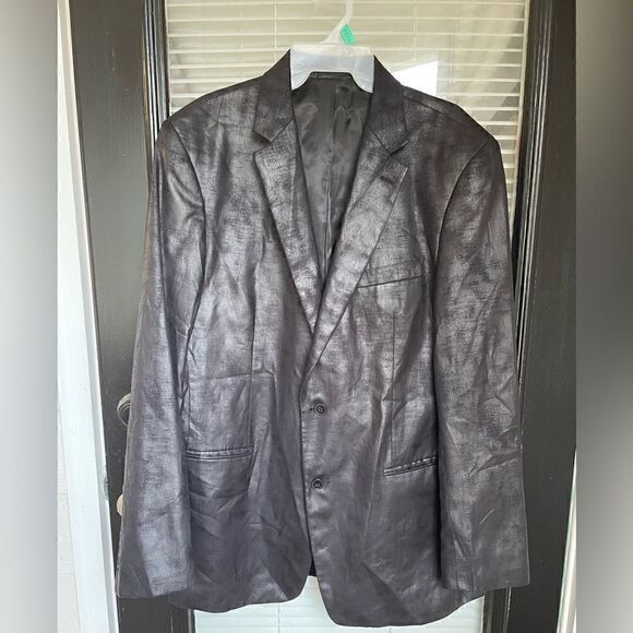 Fezza Men’s Sport Coat Black Size 44L Metallic Formal Party Wedding - Picture 10 of 11